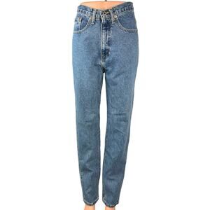 Express Bleu Blue Medium Wash Classic High Rise Straight Denim Jeans Size 7/8R
